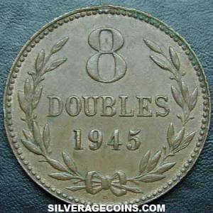 1945 H Guernsey Bronze 8 Doubles (Reverse)