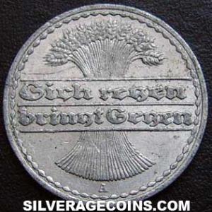 1921 A German Weimar Republic 50 Pfennig (Obverse)
