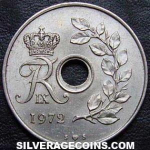 1972 (h) S S Frederik IX Danish 25 Øre (Obverse)