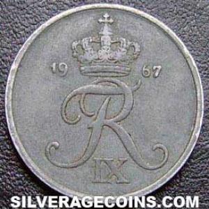 1967 (h) C S Frederik IX Danish 2 Øre (Obverse)
