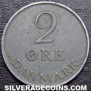 1967 (h) C S Frederik IX Danish 2 Øre (Reverse)