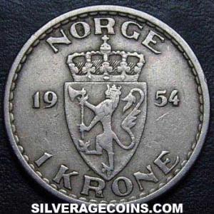 1954 Haakon VII Norwegian Krone (Reverse)