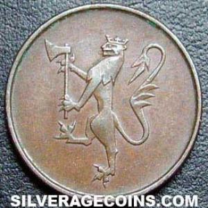 1973 Olav V Norwegian Bronze 5 Øre (Obverse)