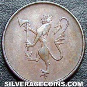 1974 Olav V Norwegian Bronze 5 Øre (Obverse)