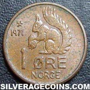 1971 Olav V Norwegian Bronze Øre (Reverse)
