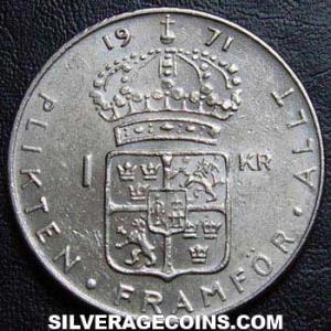 1971 U Gustav VI Swedish Krona (Reverse)