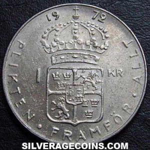 1972 U Gustav VI Swedish Krona (Reverse)