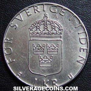 1977 U Carl XVI Gustaf Swedish Krona (Reverse)