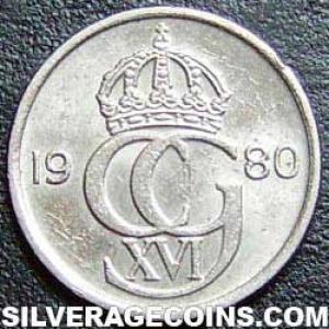 1980 U Carl XVI Gustaf Swedish 10 Öre (Obverse)