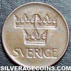 1972 U Gustav VI Swedish Bronze 5 Öre (Obverse)