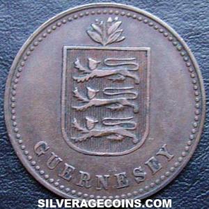 1914 H Guernsey Bronze 4 Doubles (Obverse)