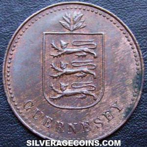 1945 H Guernsey Bronze 4 Doubles (Obverse)