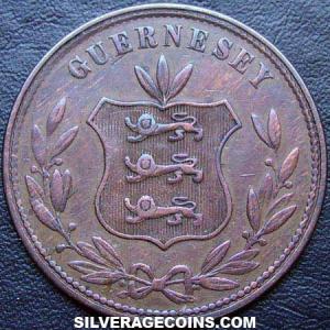 1864 Guernsey Bronze 8 Doubles (Obverse)