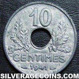 1941 French 10 Centimes (heavy) (Reverse)