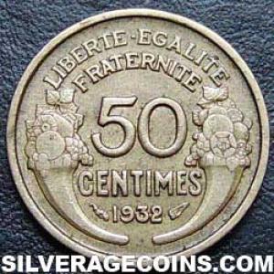 1932 closed 9 French 50 Centimes (Reverse)