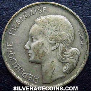 1951 B 4 plumes French 20 Francs (Obverse)