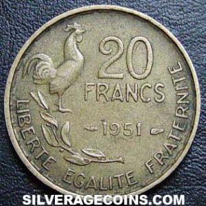 1951 4 plumes French 20 Francs (Reverse)
