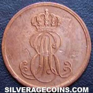 1848 B Ernest Augustus Hannover 1 Pfennig (Obverse)