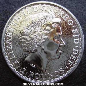 2015 Elizabeth II 2 Pounds 1 Ounce Silver Britannia (texture) (Obverse)