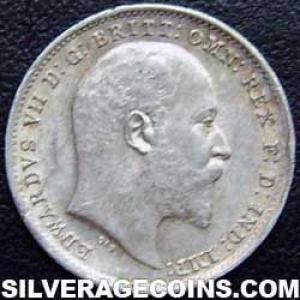 3 Peniques de Plata Británicos de Eduardo VII 1902 (Anverso)