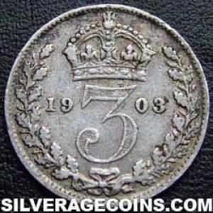 1903 Edward VII British Silver Threepence (Reverse)
