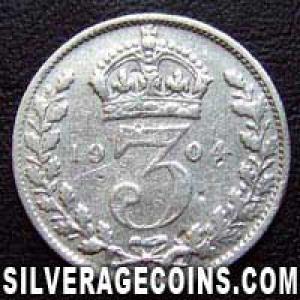 1904-1A Edward VII British Silver Threepence (Reverse)