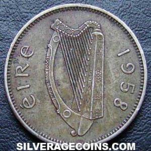 1958 Irish Sixpence (Obverse)