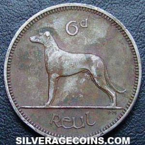 1958 Irish Sixpence (Reverse)