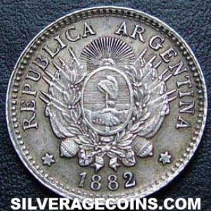 1882 Argentinian Silver 10 Centavos (Obverse)