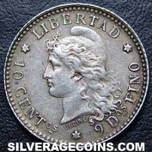 1882 Argentinian Silver 10 Centavos (Reverse)