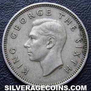 1951 George VI New Zealander Sixpence (Obverse)