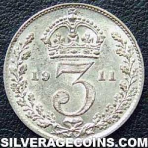 1911-2A George V British Silver Threepence (.925) (Reverse)