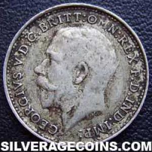 3 Peniques de Plata Británicos de Jorge V (.925) 1915 (Anverso)