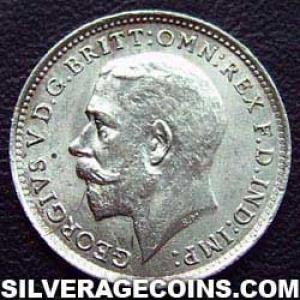 3 Peniques de Plata Británicos de Jorge V (.925) 1916 (Anverso)