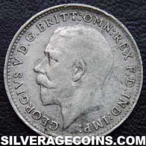 1918 George V British Silver Threepence (.925) (Obverse)