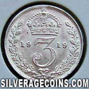 1919 George V British Silver Threepence (.925) (Reverse)