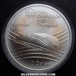 1976 Elizabeth II Canadian Silver 10 Dollars (Velodrome) (Reverse)