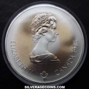 1975 Elizabeth II Canadian Silver 10 Dollars (Hurdles) (Obverse)