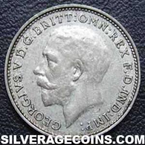 1925 George V British Silver Threepence (.500) (Obverse)