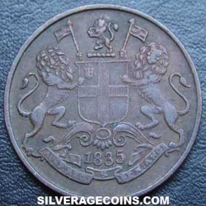 1835 (m) small East India Company British India Quarter Anna (Obverse)