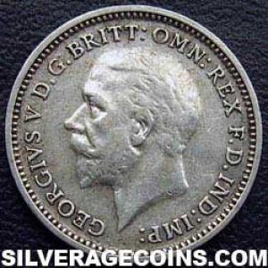 1931 George V British Silver "Oak Reverse" Threepence (Obverse)