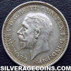1933 George V British Silver "Oak Reverse" Threepence (Obverse)