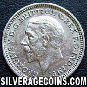 1934 George V British Silver "Oak Reverse" Threepence (Obverse)