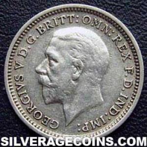 1935 George V British Silver "Oak Reverse" Threepence (Obverse)