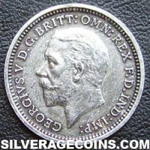 1936 George V British Silver "Oak Reverse" Threepence (Obverse)