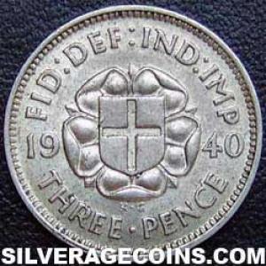 1940 George VI British Silver Threepence (Reverse)