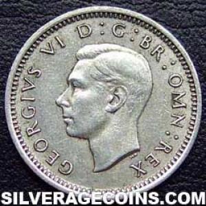 1943 George VI British Silver Threepence (Obverse)