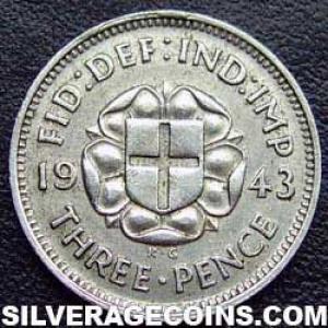 1943 George VI British Silver Threepence (Reverse)