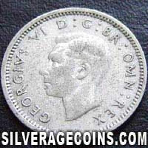 1944 George VI British Silver Threepence (Obverse)