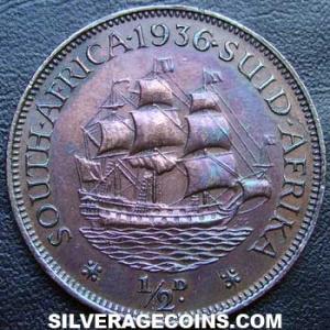 1936 George V South African Bronze Half Penny (Reverse)